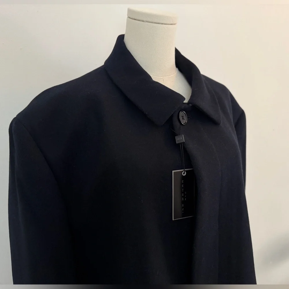 Ike Behar Men's Big Tall Navy Blue Oxford Wool Coat 54 Long - Picture 10 of 10